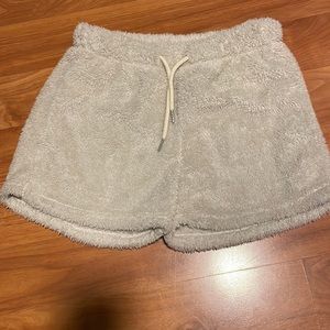 Off-white fuzzy PJ shorts
